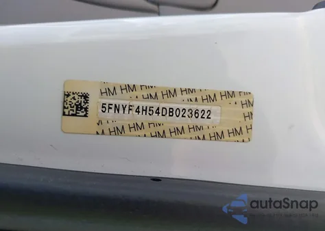 2013 Honda Pilot Ex-L из США, поврежденный, VIN 5FNYF4H54DB023622